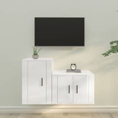 Greatstore 2dílný set TV skříněk bílý s vysokým leskem kompozitní dřevo