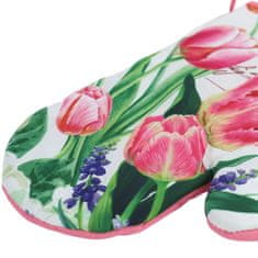 Inny KZ Kuchyňské chňapky 18x27 s magnetem 2 ks bílých růžových tulipánů