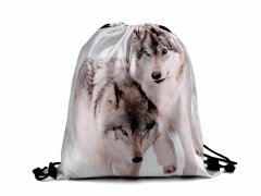 Kraftika 1ks bílá vlk taška / vak na záda kočka, pes, vlk
