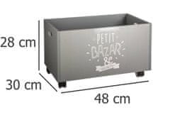 Atmosphera Úložný box na hračky na kolečkách PETIT BAZAR, 48 x 30 x 28 cm, šedý