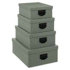 5five Sada úložných boxů s víkem, lepenkové, 4 ks, zelená barva