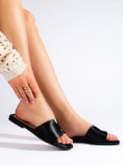 Amiatex Exkluzívní černé nazouváky dámské bez podpatku + Ponožky Gatta Calzino Strech, černé, 37