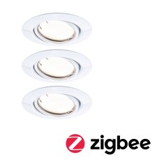 Paulmann PAULMANN LED vestavné svítidlo Smart Home Zigbee Base Coin základní sada výklopné kruhové 90mm 20° 3x4,9W 230V stmívatelné 3000K bílá 924.63 92463