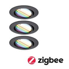 Paulmann PAULMANN LED vestavné svítidlo Smart Home Zigbee Base Coin základní sada výklopné kruhové 90mm 20° 3x4,9W 230V stmívatelné RGBW plus černá mat 924.68 92468