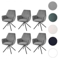 Sada 6 jídelních židlí G67, područky kuchyňských židlí, otočná automatická poloha, samet ~ tmavě šedá, černé nohy