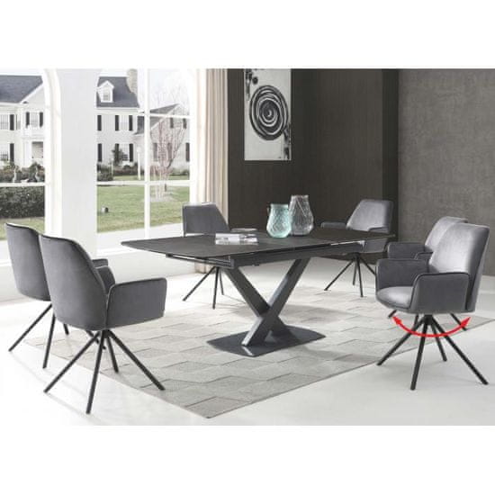MCW Sada 6 jídelních židlí G67, područky kuchyňských židlí, otočná automatická poloha, samet