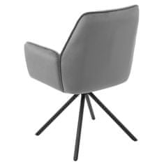 MCW Sada 6 jídelních židlí G67, područky kuchyňských židlí, otočná automatická poloha, samet ~ tmavě šedá, černé nohy