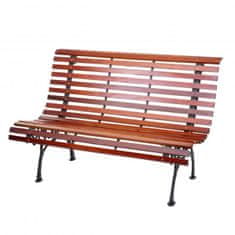 MCW Zahradní lavička F97, lavička park lavice dřevěná lavice, 3-místná litina dřevo 160cm 26kg ~ hnědá
