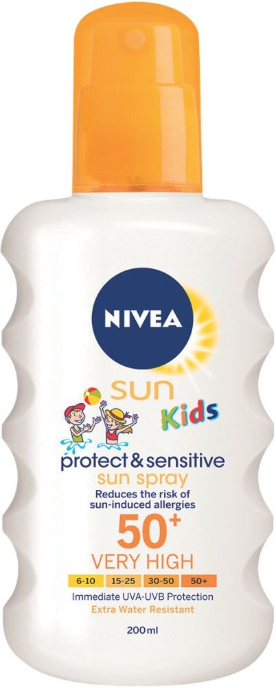 Levně Nivea Sun Kids Protect & Sensitive dětský sprej na opalování OF 50+, 200 ml