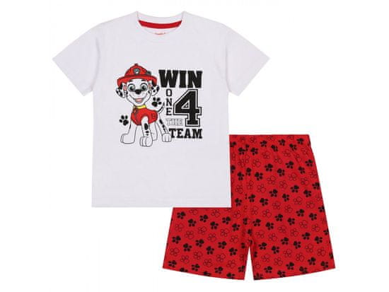 sarcia.eu Paw Patrol Marshall Chlapecké pyžamo s krátkým rukávem, bílé a červené letní pyžamo