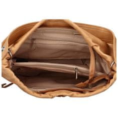 DIANA & CO Pohodlná koženková kabelka Baggy, oříšková
