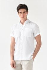 Magic Linen Lněná košile PORTLAND s krátkým rukávem v bílé barvě Velikost: L