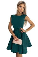 Numoco 442-1 Rozkloszowana sukienka z małym rękawkiem - ZIELEŃ BUTELKOWA + Ponožky Gatta Calzino Strech, zelená, S