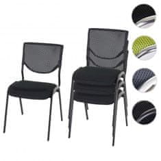 MCW Sada 4 židlí pro návštěvníky T401, stohovatelná konferenční židle, látka/textil ~ sedák černý, nohy černé