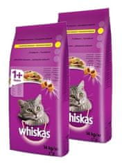 Whiskas Adult granule pro dospělé kočky s kuřecím masem a zeleninou 2x 14 kg