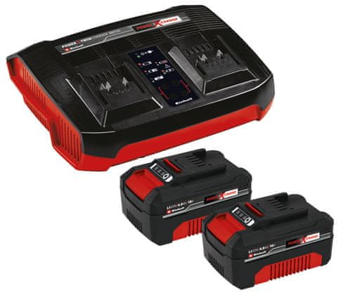 Einhell szett akkumulátoros fűnyíró CE-CM 36/34-1 Li-Solo + Starter Kit 2×4.0 Ah és Twincharger