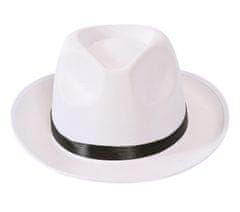 Guirca Dámský mafiánský klobouk bílý s mašlí