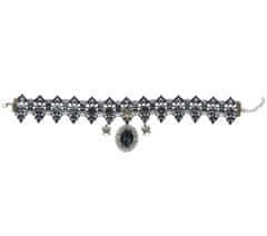 Guirca Obojkový náhrdelník krajkový s kamenem a pavouky