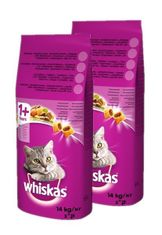 Whiskas (1+) s hovězím masem 2x 14 kg granule pro kočky starší 1 roku 
