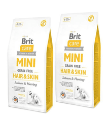 Brit Mini Grain Free Hair & Skin 2x 7 kg hypoalergenní granule bez obilovin pro dospělé psy miniaturních plemen s dlouhou srstí