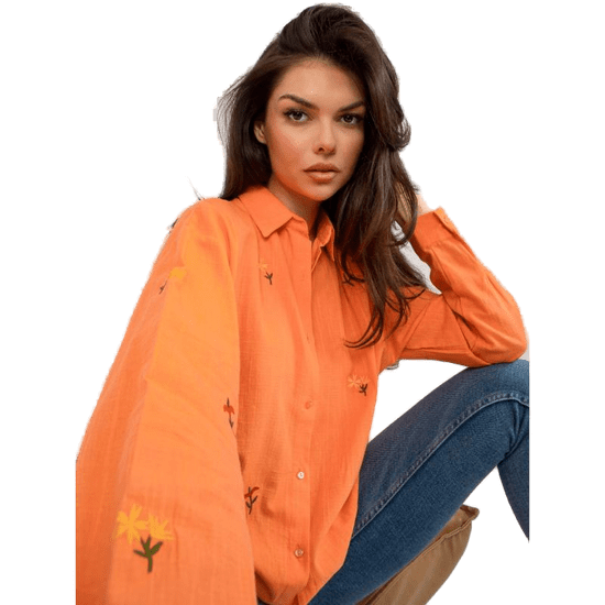 Factoryprice Dámské tričko s límečkem oversize TICHA oranžové TO-KS-7121.05P_398230