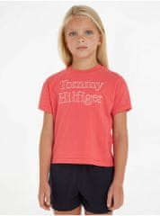 Tommy Hilfiger Tmavě růžové holčičí tričko Tommy Hilfiger 128
