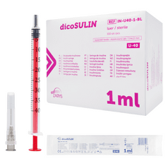 ZARYS Inzulinová stříkačka dicoSULIN, 40 jednotek, 1ml, sterilní - 100ks