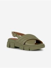 Geox Zelené dámské kožené sandály na platformě Geox 38 1/2