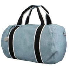 DIANA & CO Trendová koženková cestovní taška Alebom, světle modrá