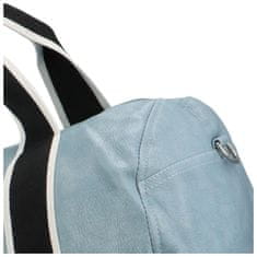 DIANA & CO Trendová koženková cestovní taška Alebom, světle modrá