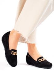 Amiatex Exkluzívní dámské mokasíny bez podpatku + Ponožky Gatta Calzino Strech, černé, 39