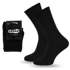 SOKKO 6x Pánské dlouhé ponožky černá, bez stlačení 42-44