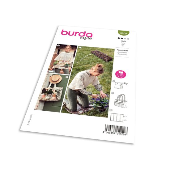 Burda Střih Burda 5909 - Zahradnická zástěra, taška, zahradní podložka