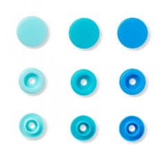 PRYM Plastové patentky "Color Snaps" kulaté, Prym Love, 12,4 mm, 30 ks, tyrkysové/modré