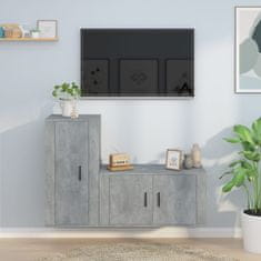 Greatstore 2dílný set TV skříněk betonově šedý kompozitní dřevo