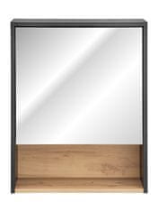 COMAD Závěsná koupelnová skříňka se zrcadlem Borneo Cosmos 840 1D šedá/dub artisan