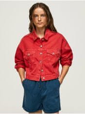 Pepe Jeans Červená dámská džínová bunda Pepe Jeans L