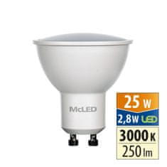 McLED LED žárovka GU10, 2,8W, 3000K, CRI80, vyz. úhel 110°, ф use 360° 250lm