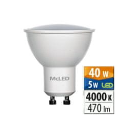 McLED LED žárovka GU10, 5W, 4000K, CRI80, vyz. úhel 100°, ф use 360° 470lm