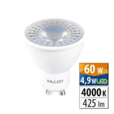 McLED LED žárovka GU10, 4,9W, 4000K, CRI80, vyz. úhel 38°, ф use 360° 425lm