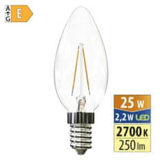 McLED LED žárovka svíčka 2,2W, E14, 2700K, CRI80, vyz. úhel 320°, ɸ use 360° 250lm