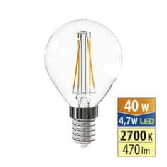 McLED LED žárovka kapka 4,7W, E14, 2700K, CRI80, vyz. úhel 320°, ɸ use 360° 470lm