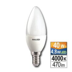 McLED LED žárovka svíčka 4,8W, E14, 4000K, CRI80, vyz. úhel 180°, ɸ use 360° 470lm