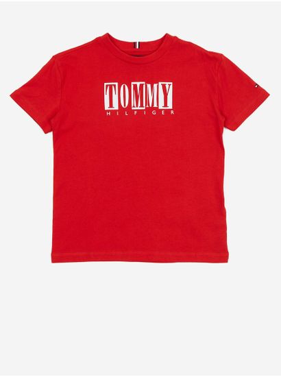 Tommy Hilfiger Červené klučičí tričko Tommy Hilfiger