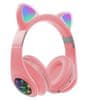 Oxe  Bluetooth bezdrátová dětská sluchátka s ouškama, růžová