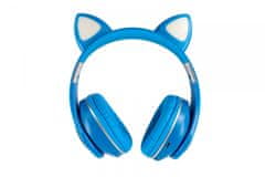  Bluetooth bezdrátová dětská sluchátka s ouškama, modrá