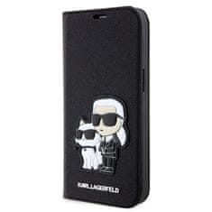 Karl Lagerfeld Lagerfeld PU Saffiano Karl and Choupette NFT Book Pouzdro pro iPhone 13 Black