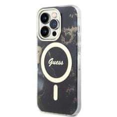 Guess Marble IML MagSafe Kompatibilní Zadní Kryt pro iPhone 13 Pro Black