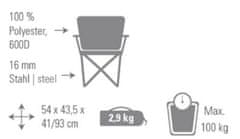 TWM skládací židle salou 54 x 43,5 cm polyester/ocelově šedá