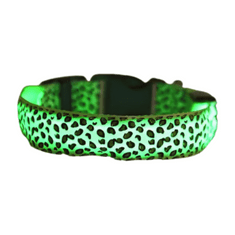 Surtep Animals LED Obojek pro psa vzor Leopard /Zelená (vel. L)